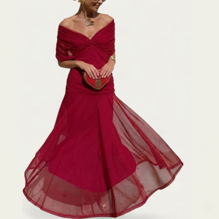 Florendra | Long Floral V Neck Dress