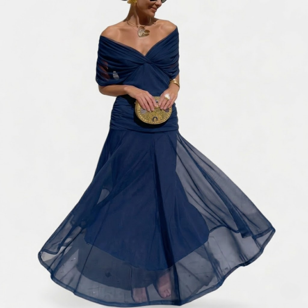 Florendra | Long Floral V Neck Dress