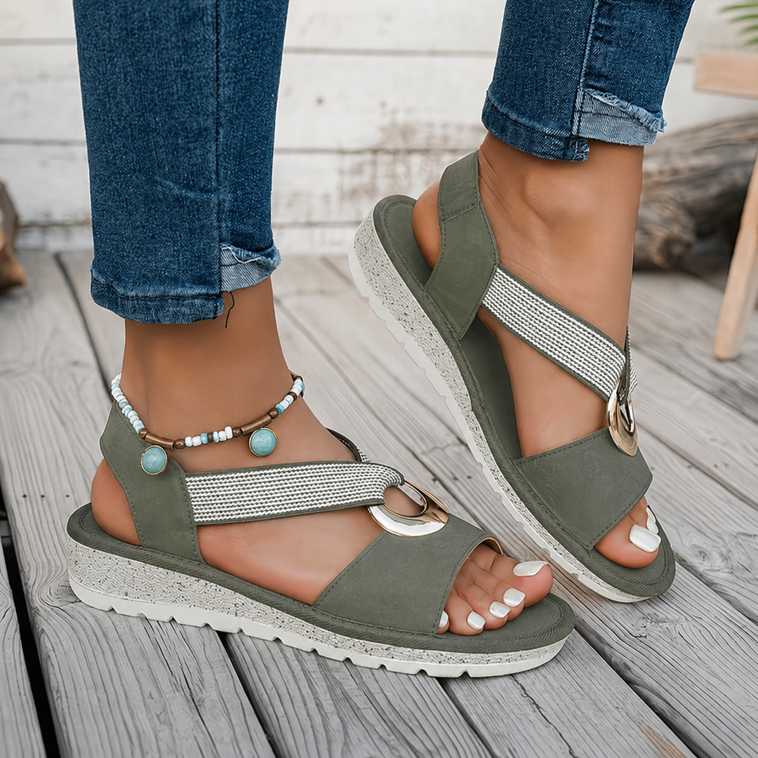 Marlenia | Flat Sandals With Metal Buckle
