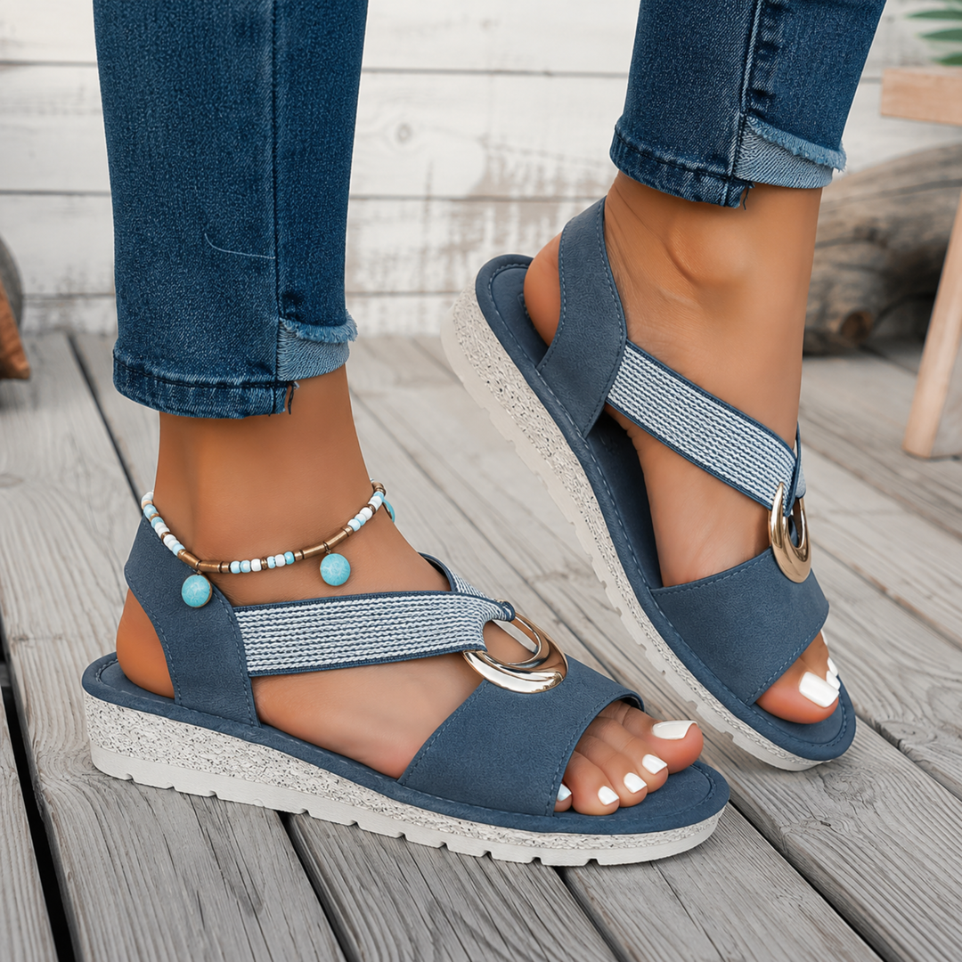 Marlenia | Flat Sandals With Metal Buckle