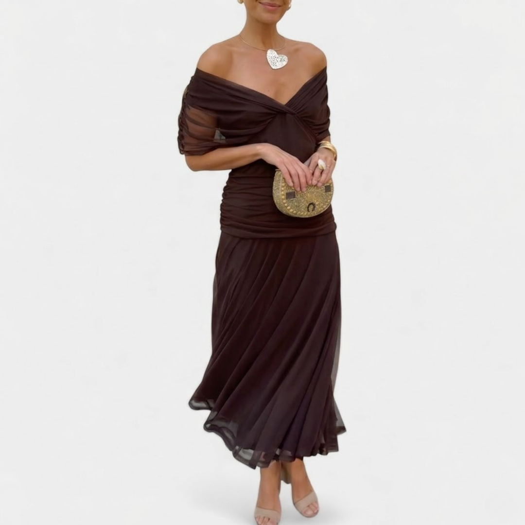 Florendra | Long Floral V Neck Dress