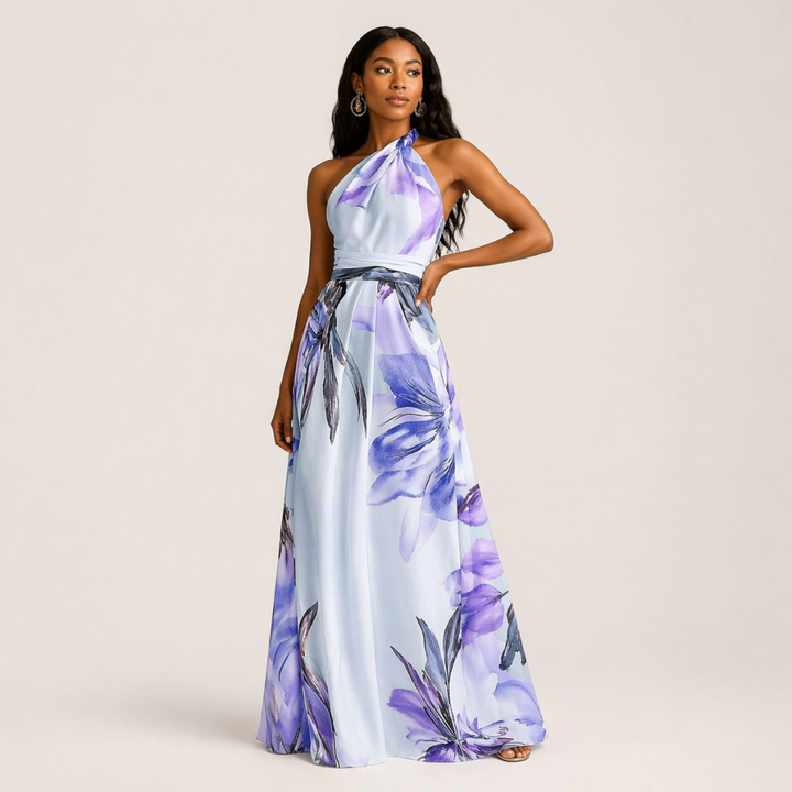 Liora – Floral Halter Maxi Dress