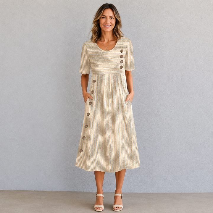 Sofia™ | Flattering Striped Midi Dress