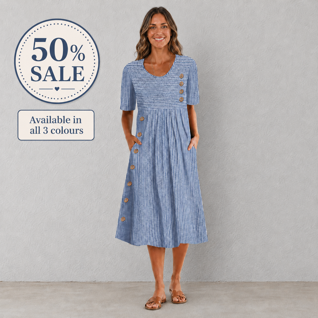 Sofia™ | Flattering Striped Midi Dress