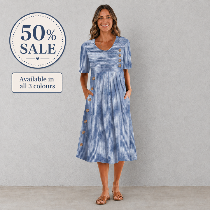 Sofia™ | Flattering Striped Midi Dress