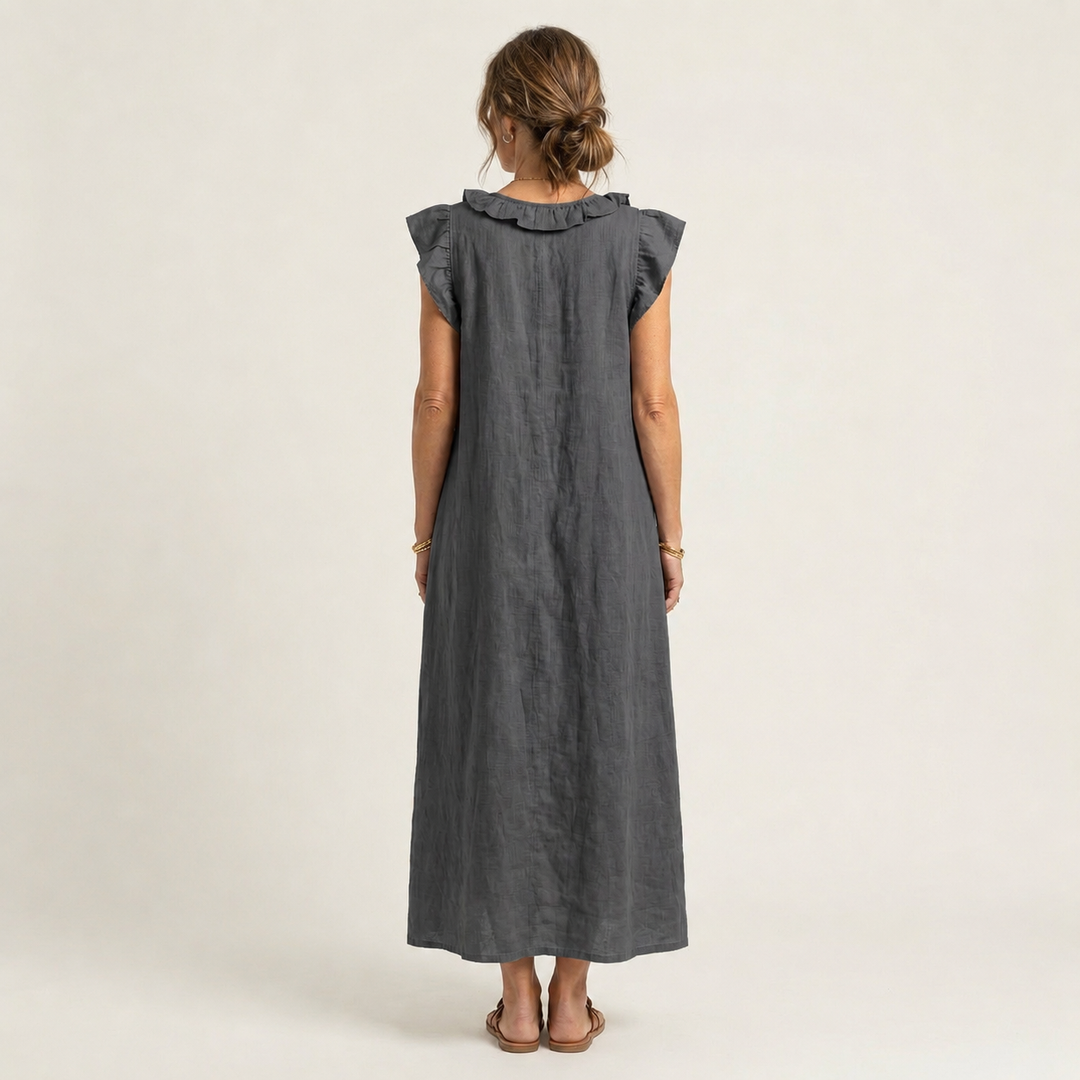Josette™ | Linen Ruffle Maxi Dress