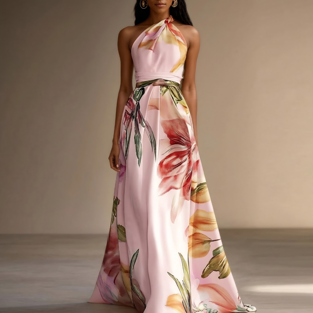 Liora – Floral Halter Maxi Dress