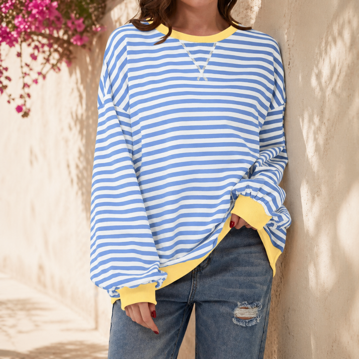 Luka - Casual Long Sleeve Round Neck Striped Sweatshirt