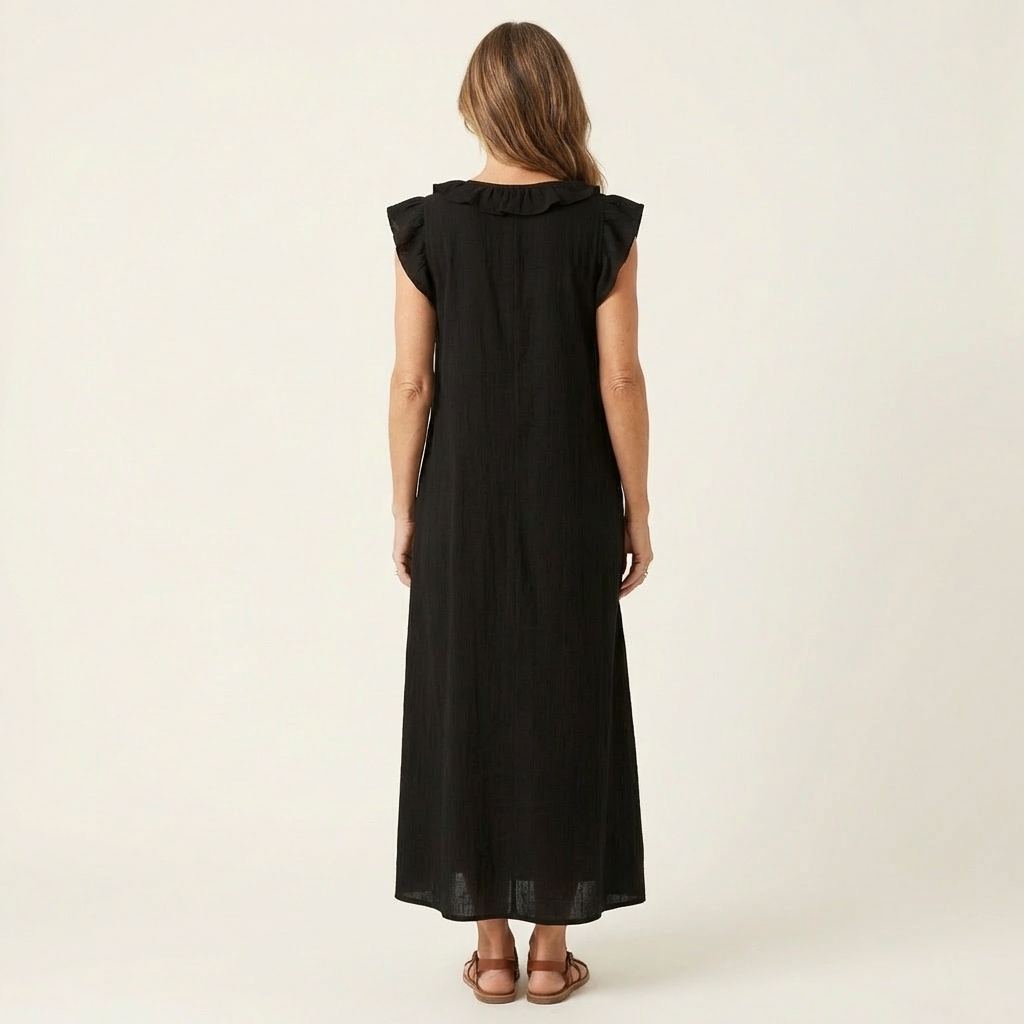 Josette™ | Linen Ruffle Maxi Dress