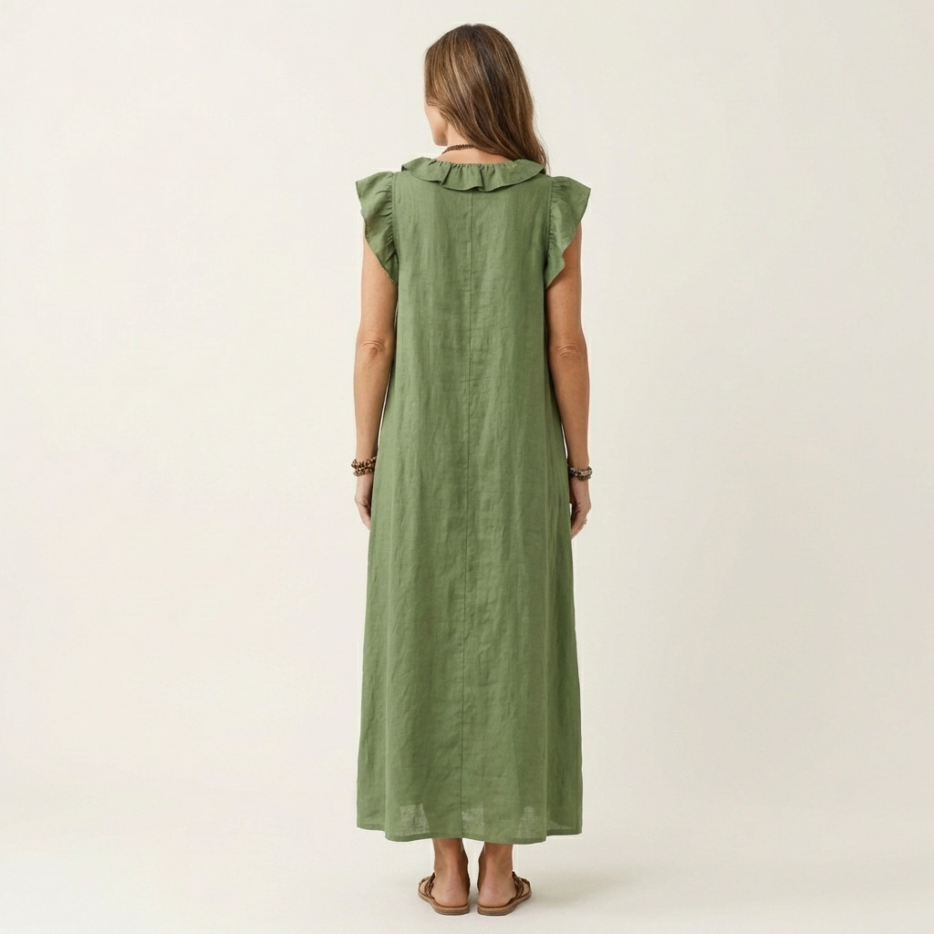 Josette™ | Linen Ruffle Maxi Dress