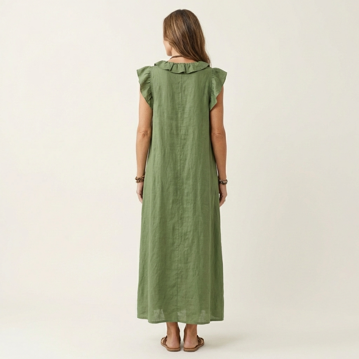 Josette™ | Linen Ruffle Maxi Dress