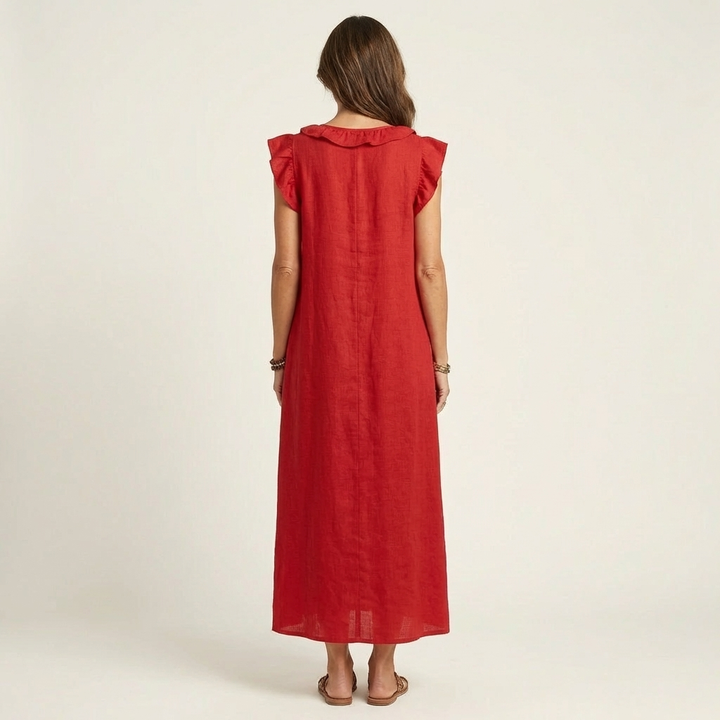 Josette™ | Linen Ruffle Maxi Dress