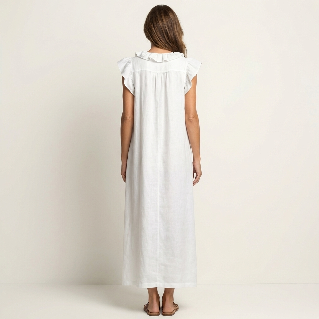Josette™ | Linen Ruffle Maxi Dress